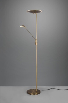 Immagine di Piantana Studio Ottone Anticato Doppio Led Touch Dimmer Brantford Trio Lighting 