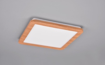Immagine di Lampada Quadrata da Soffitto Effetto Legno Camillus Led 16W Switch Dimmer IP44 Trio Lighting 