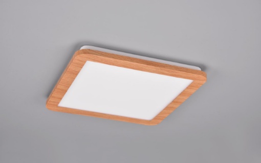 Immagine di Lampada Quadrata da Soffitto Effetto Legno Camillus Led 16W Switch Dimmer IP44 Trio Lighting 