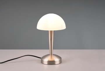 Immagine di Lumetto Touch On/Off Canaria Nichel e Vetro Bianco Spazzolato Trio Lighting 