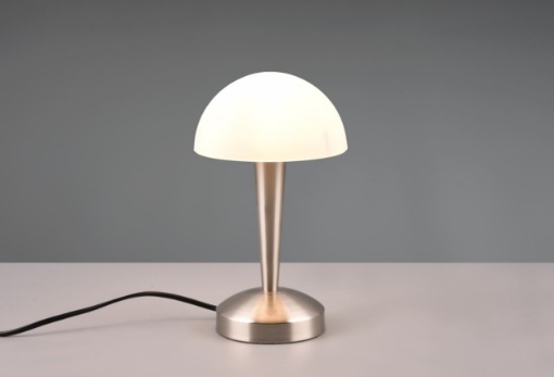 Immagine di Lumetto Touch On/Off Canaria Nichel e Vetro Bianco Spazzolato Trio Lighting 