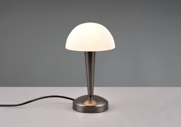 Immagine di Lampada da Tavolo Touch On/Off Canaria Cromo e Vetro Bianco Trio Lighting 
