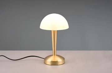 Immagine di Lumetto Ottone con Paralume Vetro Bianco Touch On/Off Canaria Trio Lighting