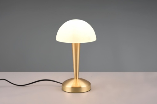 Immagine di Lumetto Ottone con Paralume Vetro Bianco Touch On/Off Canaria Trio Lighting