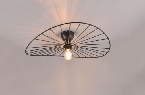 Picture of Lampada da Soffitto Design Paralume Sombrero Metallo Nero Chapeau Trio Lighting 