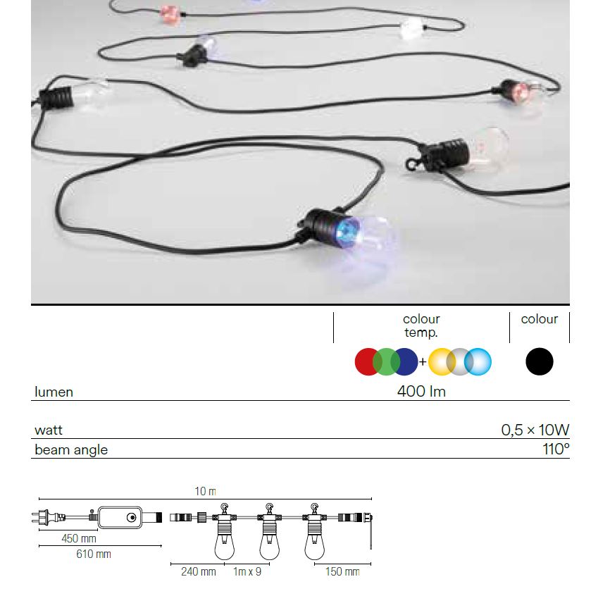 ENLACE Catena luminosa a LED a forma di limone, 10 luci, 1,5 m