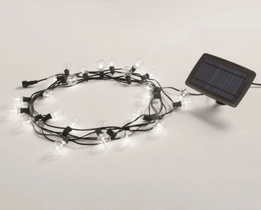 Immagine di Catena 25 Luci Da Esterno E12 7,62 Metri IP44 Con Pannello Solare Picnic-Solar Intec