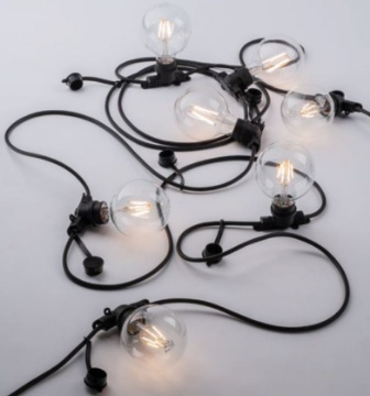 Immagine di Ghirlanda Catena Luminosa Da Giardino 10 Luci E27 Picnic Nero 10 Metri IP44 Intec Light