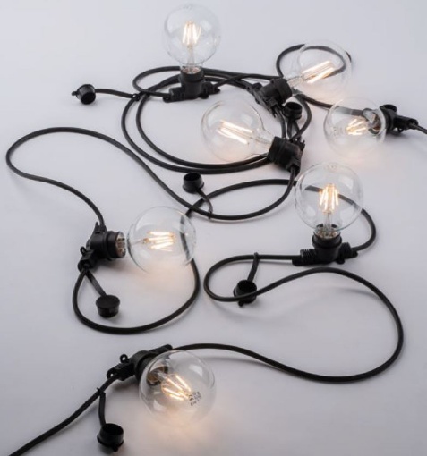 Immagine di Ghirlanda Catena Luminosa Da Giardino 10 Luci E27 Picnic Nero 10 Metri IP44 Intec Light