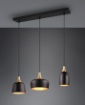 Immagine di Lampadario in Linea 3 Pendel Forme Diverse Chiraz Nero e Oro Trio Lighting