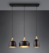 Immagine di Lampadario in Linea 3 Pendel Forme Diverse Chiraz Nero e Oro Trio Lighting