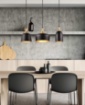 Immagine di Lampadario in Linea 3 Pendel Forme Diverse Chiraz Nero e Oro Trio Lighting