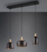 Immagine di Lampadario in Linea 3 Pendel Forme Diverse Chiraz Nero e Oro Trio Lighting
