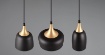 Immagine di Lampadario in Linea 3 Pendel Forme Diverse Chiraz Nero e Oro Trio Lighting