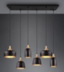 Immagine di Lampadario 6 Luci Paralumi Diverse Forme Chiraz Nero e Oro Trio Lighting 