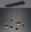Immagine di Lampadario 6 Luci Paralumi Diverse Forme Chiraz Nero e Oro Trio Lighting 