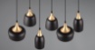 Immagine di Lampadario 6 Luci Paralumi Diverse Forme Chiraz Nero e Oro Trio Lighting 