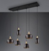 Immagine di Lampadario 6 Luci Paralumi Diverse Forme Chiraz Nero e Oro Trio Lighting 