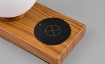 Immagine di Lumetto da Comodino Sfera Vetro Bianco e Base Effetto Legno con Ricarica Induttiva Smartphone Chloe Trio Lighting