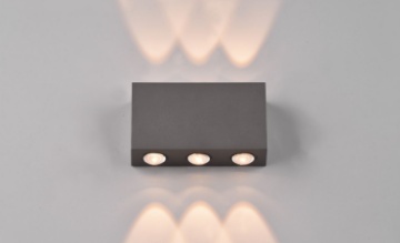 Immagine di Applique Rettangolo Led Sopra e Sotto Antracite Clyde IP54 Trio Lighting