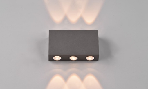 Immagine di Applique Rettangolo Led Sopra e Sotto Antracite Clyde IP54 Trio Lighting