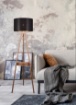 Immagine di Piantana Colette Treppiedi Caffè con Paralume Nero Oro Trio Lighting