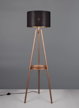 Immagine di Piantana Colette Treppiedi Caffè con Paralume Nero Oro Trio Lighting