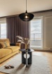 Immagine di Sospensione Rotonda Listelli Legno Naturale Nero Colino Trio Lighting