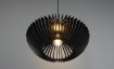Immagine di Sospensione Rotonda Listelli Legno Naturale Nero Colino Trio Lighting