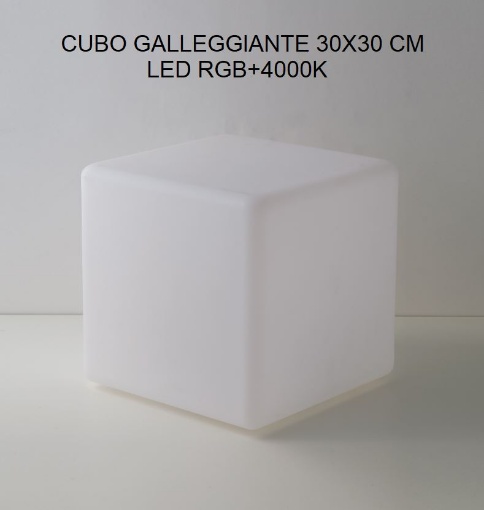 Picture of Lampada Cubo Galleggiante Da Giardino 30 cm Led RGBW Ricarica Solare IP65 Telecomando