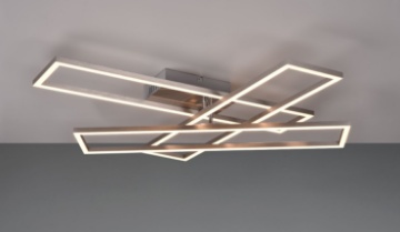 Immagine di Lampada Nichel Moderna da Soffitto Rettangoli Girevoli Led Switch Dimmer Corso Trio Lighting