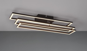 Immagine di Plafoniera 3 Rettangoli Girevoli Led Switch Dimmer Corso Nero Opaco Trio Lighting