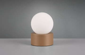 Immagine di Lumetto Comodino Countess Base Color Caffè e Sfera Vetro Bianco Trio Lighting 