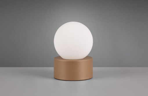 Immagine di Lumetto Comodino Countess Base Color Caffè e Sfera Vetro Bianco Trio Lighting 