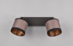 Immagine di Faretto Davos Nero Doppio Spot 2xE14 Orientabile Tessuto Tortora e Oro Trio Lighting