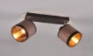 Immagine di Faretto Davos Nero Doppio Spot 2xE14 Orientabile Tessuto Tortora e Oro Trio Lighting
