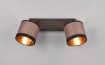 Immagine di Faretto Davos Nero Doppio Spot 2xE14 Orientabile Tessuto Tortora e Oro Trio Lighting