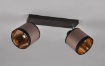 Immagine di Faretto Davos Nero Doppio Spot 2xE14 Orientabile Tessuto Tortora e Oro Trio Lighting