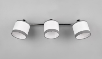 Immagine di Lampada Davos Cromo 3xE14 Orientabili Tessuto Bianco e Grigio Trio Lighting