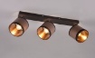 Immagine di Faretto Davos Nero 3 Spots Orientabili Paralumi Tortora e Oro Trio Lighting