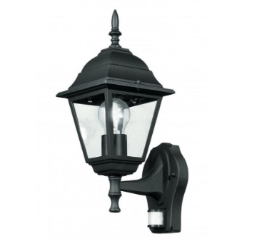 Immagine di Applique Lanterna Classica Esterno Con Sensore Alluminio Nero IP44
