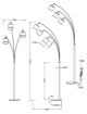 Immagine di Lampada da Terra Davos Nero 3 Bracci con Paralumi Tessuto Tortora e Oro 3xE14 Trio Lighting