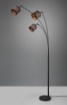 Immagine di Lampada da Terra Davos Nero 3 Bracci con Paralumi Tessuto Tortora e Oro 3xE14 Trio Lighting