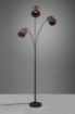Immagine di Lampada da Terra Davos Nero 3 Bracci con Paralumi Tessuto Tortora e Oro 3xE14 Trio Lighting
