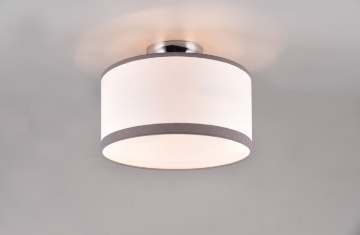 Immagine di Plafoniera Rotonda Davos Cromo Paralume Tessuto Bianco e Grigio 2xE14 Trio Lighting