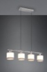 Picture of Sospensione Davos Cromo 4xE14 in Linea con Paralumi Tessuto Bianco e Grigio Trio Lighting