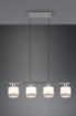 Immagine di Sospensione Davos Cromo 4xE14 in Linea con Paralumi Tessuto Bianco e Grigio Trio Lighting