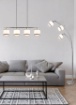 Immagine di Sospensione Davos Cromo 4xE14 in Linea con Paralumi Tessuto Bianco e Grigio Trio Lighting