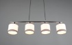 Immagine di Sospensione Davos Cromo 4xE14 in Linea con Paralumi Tessuto Bianco e Grigio Trio Lighting