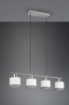 Immagine di Sospensione Davos Cromo 4xE14 in Linea con Paralumi Tessuto Bianco e Grigio Trio Lighting